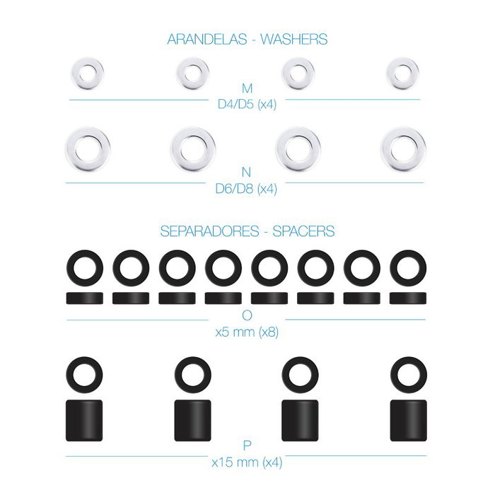 TooQ Kit de Montaje Universal SSK4820 para Pantallas/Televisores con Tornillería, Separadores y Arandelas, 68 Piezas